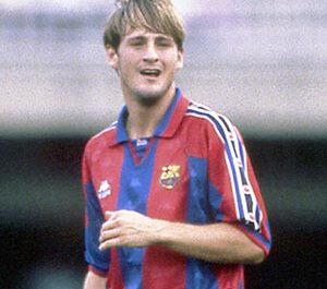 Thomas Christiansen con la camiseta del FC Barcelona.